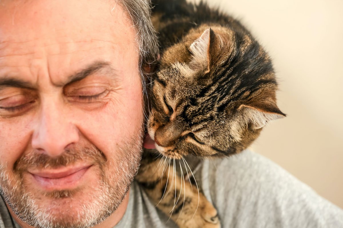 Man and Cat Love