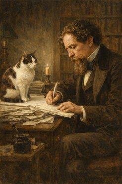 charles dickens macskával ai kép
