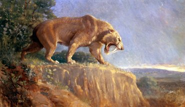 saber toothed cat painting
